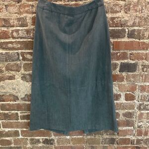 Norton Studio Knee Length, Skirt Size 6 Plush Suede-like Gray Green